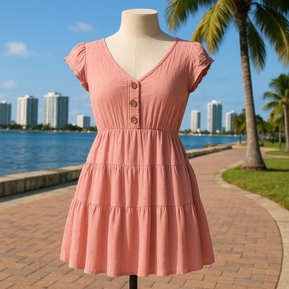 Pink Button-Front Dress xl preloved sweet wanderer - Picture 3 of 12